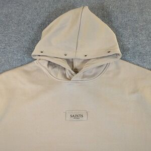 Saints Studio Mens Tan Snap Hood Fleece Hoodie Sweatshirt Size Large NWT #2730